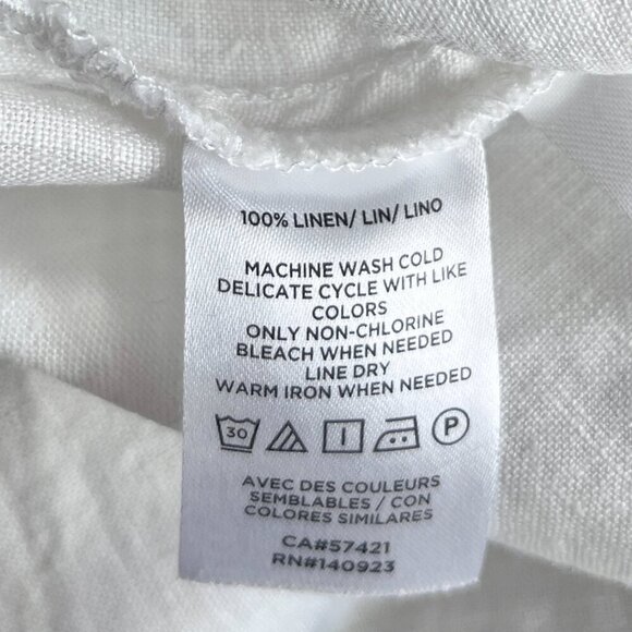 LOFT 100% Linen White Button-Up Shirt Women’s Size S Classic Summer - Picture 3 of 6